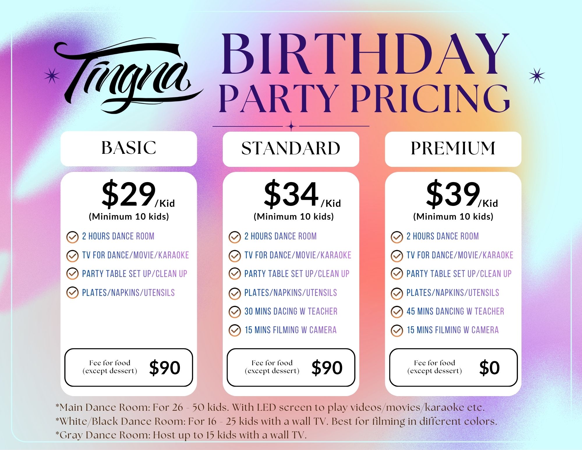 Birthday Party Pricing
